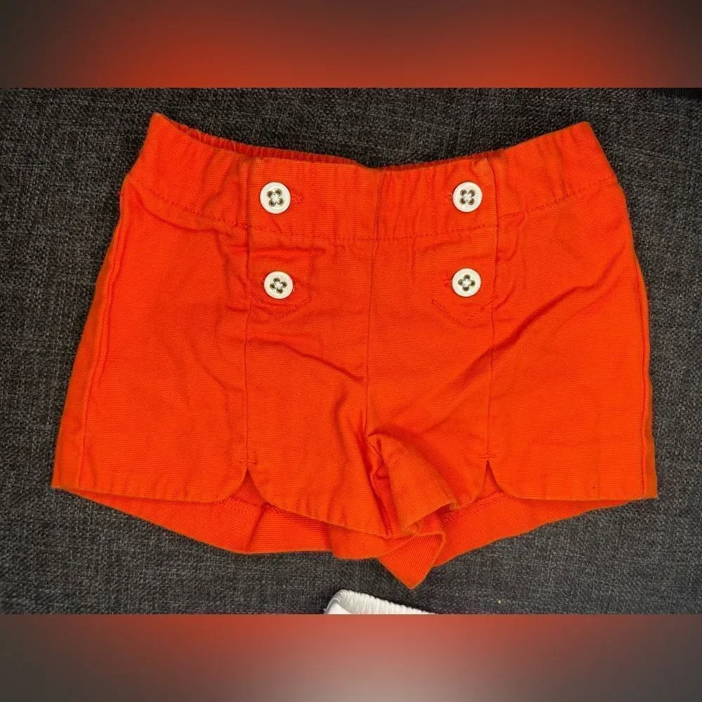 Kids Orange and White Button Shorts Set